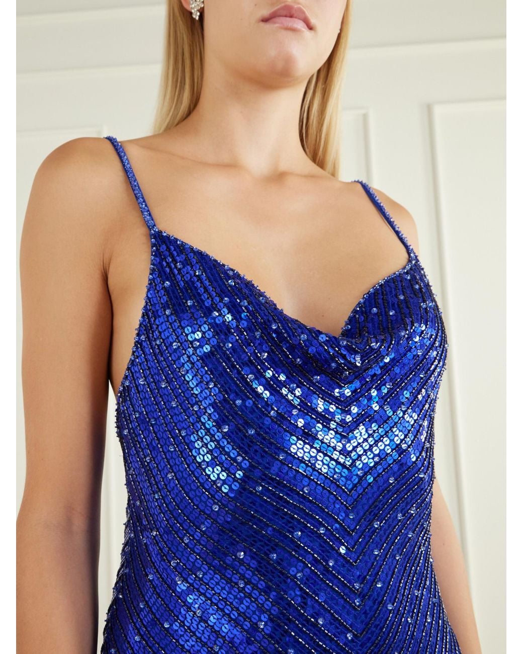 Jenny Packham Blue Slip Evening Dress