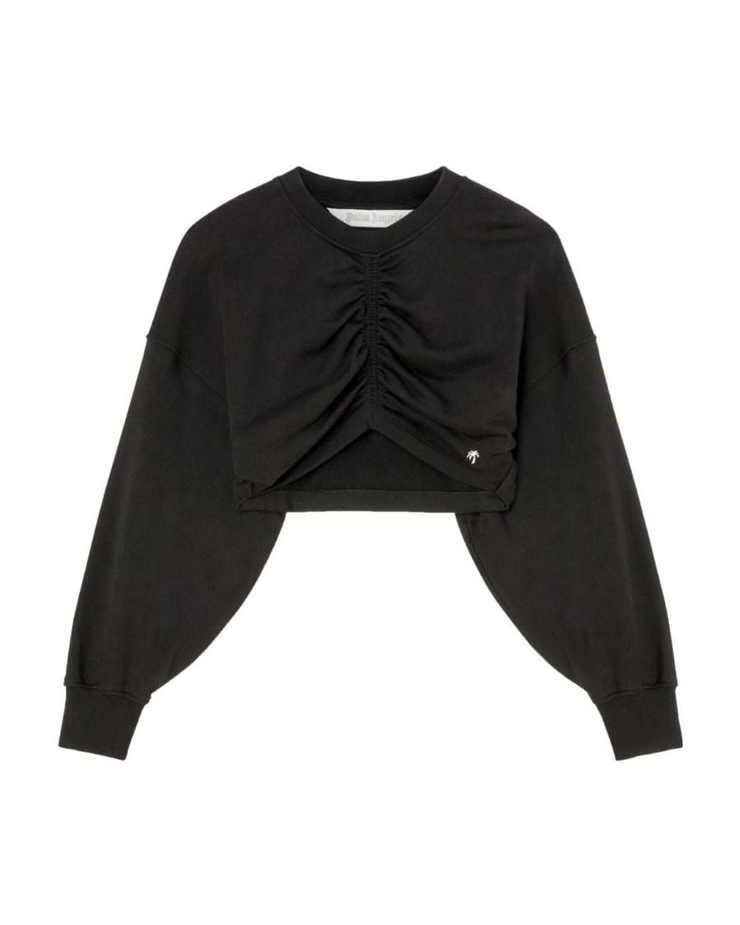 Palm Angels Black Ruched-Detailed Palm Plaque Sweatshirt