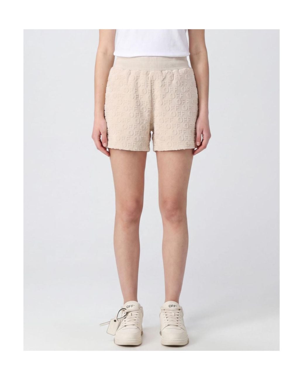 Off-White c/o Virgil Abloh Natural Terry Off Logo Detailed Shorts