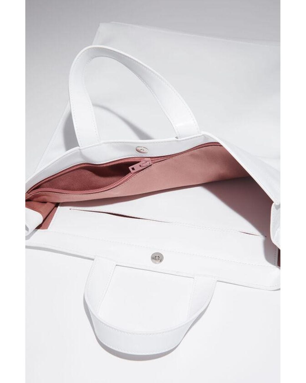 Acne White Logo Embossed Tote Bag for men
