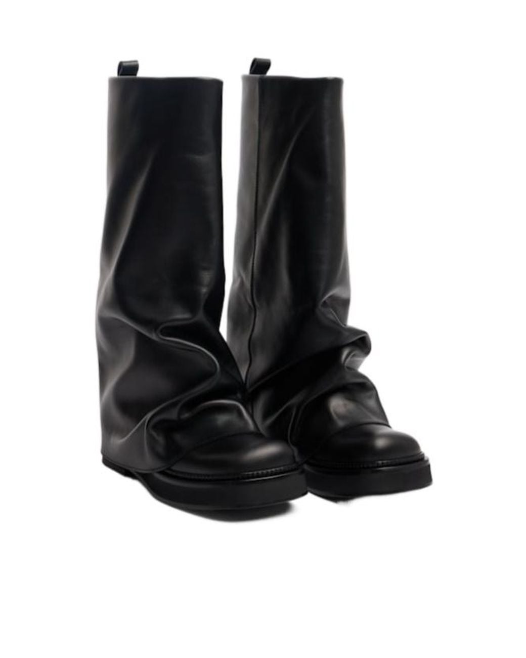 The Attico Black Thigh-High Boots With Ruched Shaft