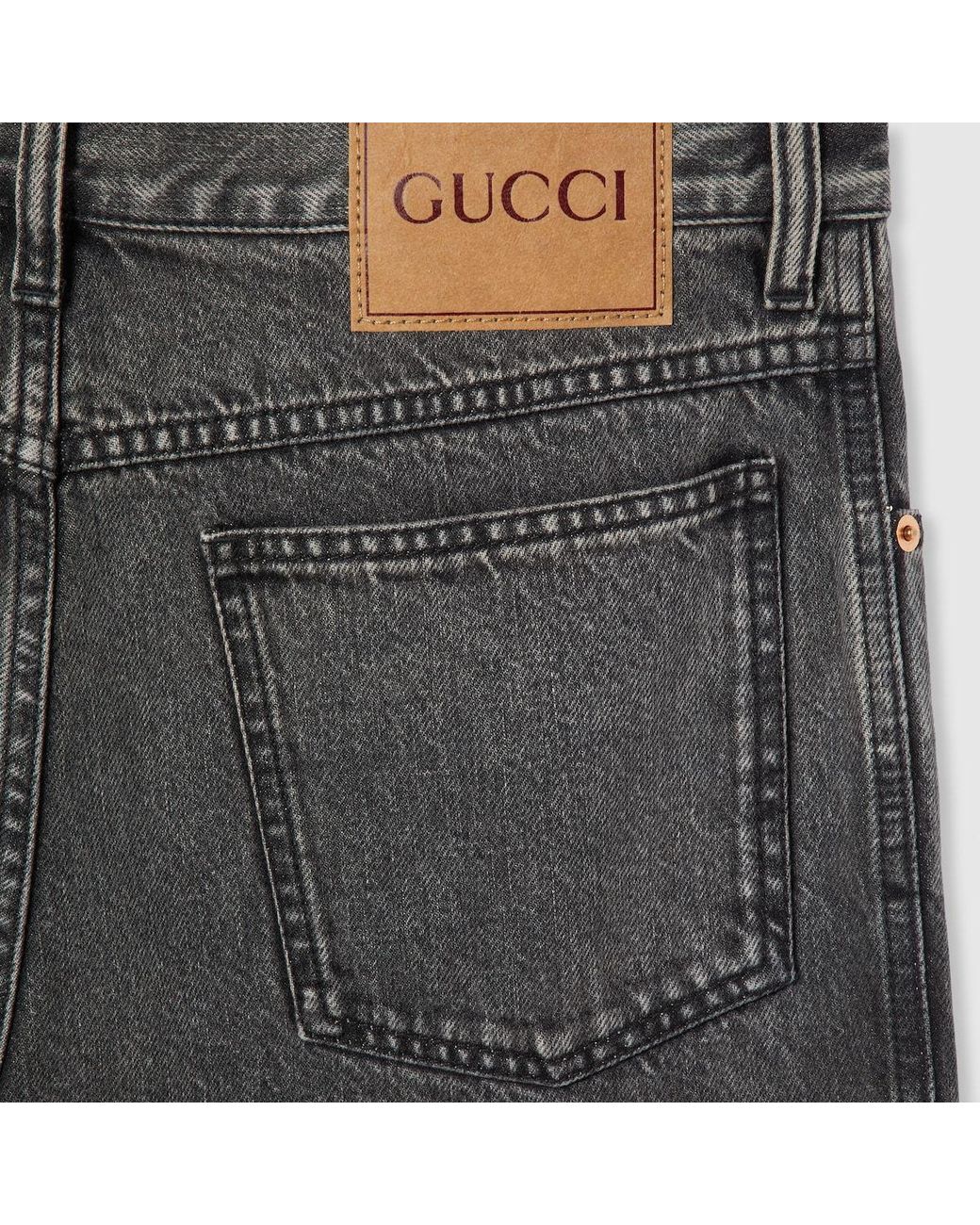 Gucci Gray Logo Detailed Slim Fit Denim Jeans for men
