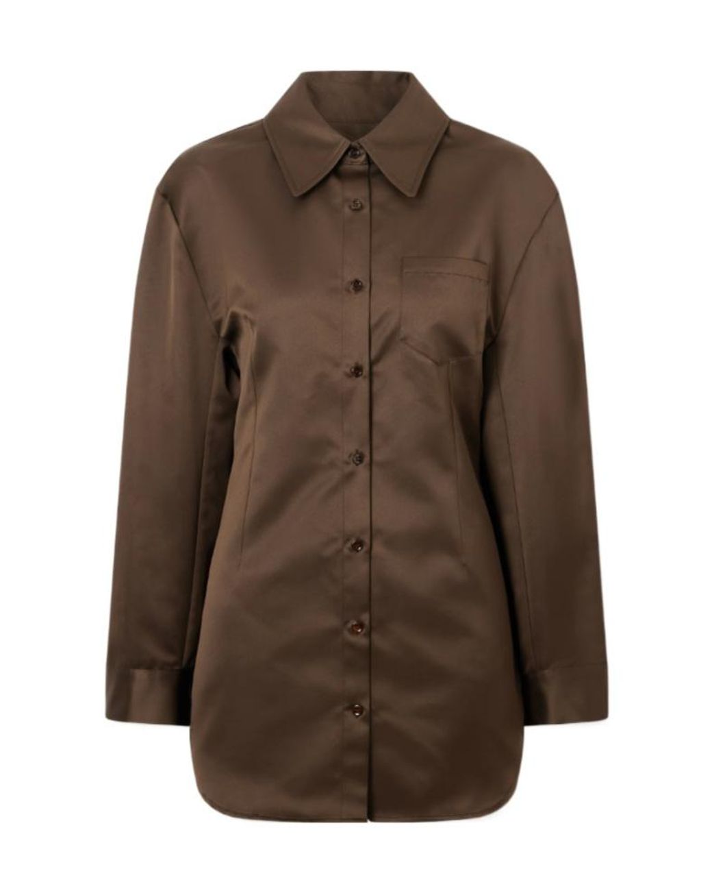 Frankie Shop Brown Akita Darted Mini Shirt Dress