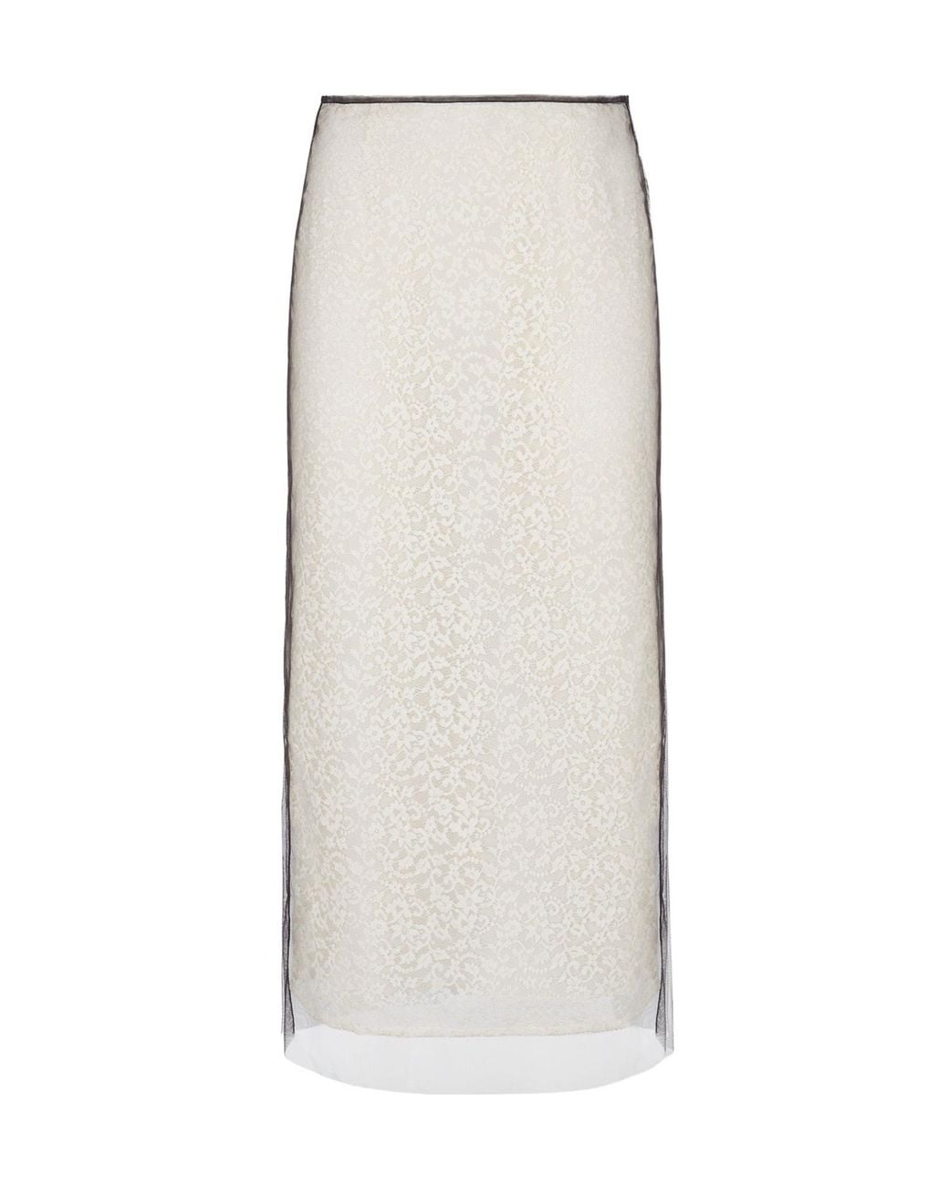Fendi White Lace Detailed Layered Midi Skirt