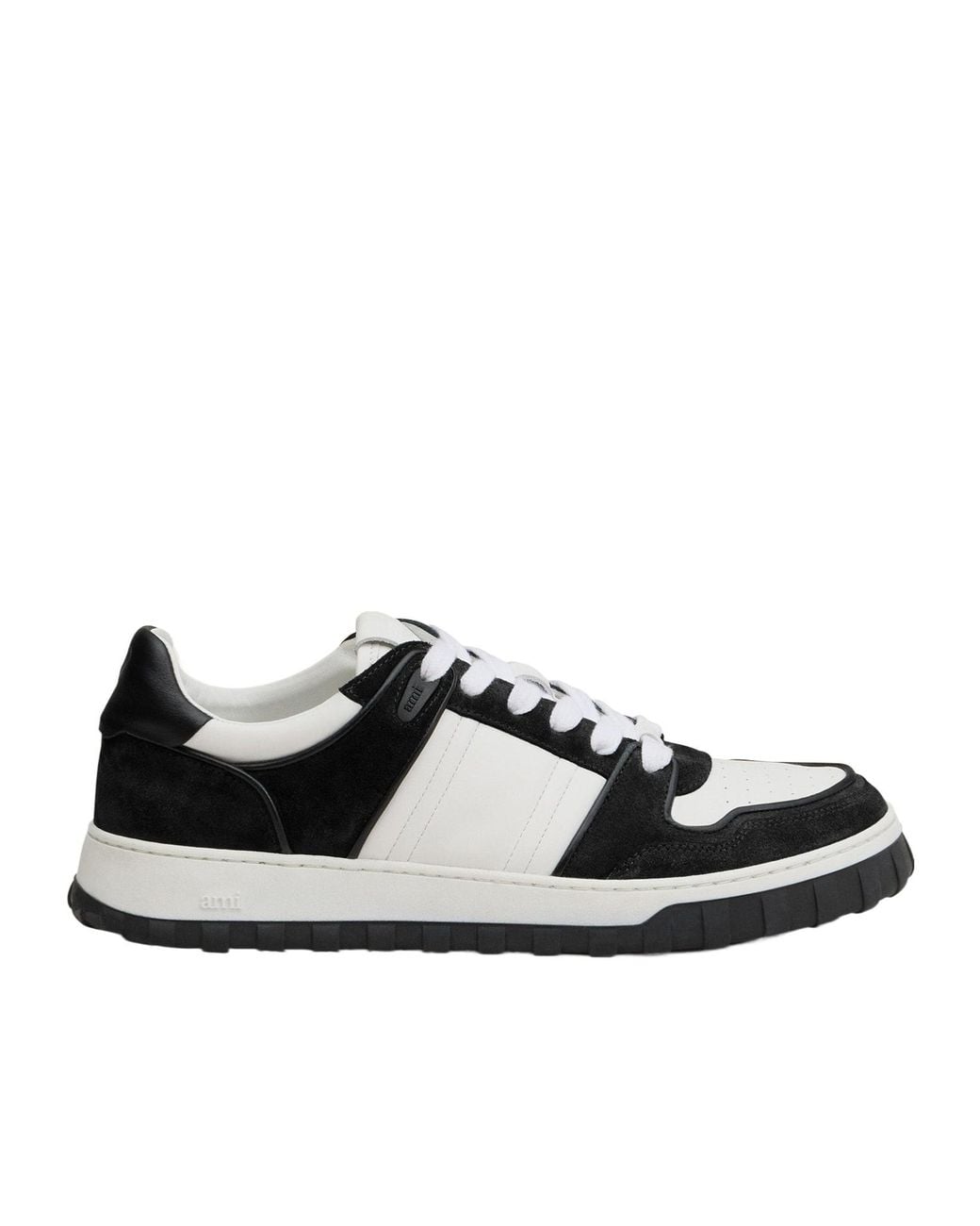 AMI Black Ami Logo Embossed Low-Top Sneakers for men