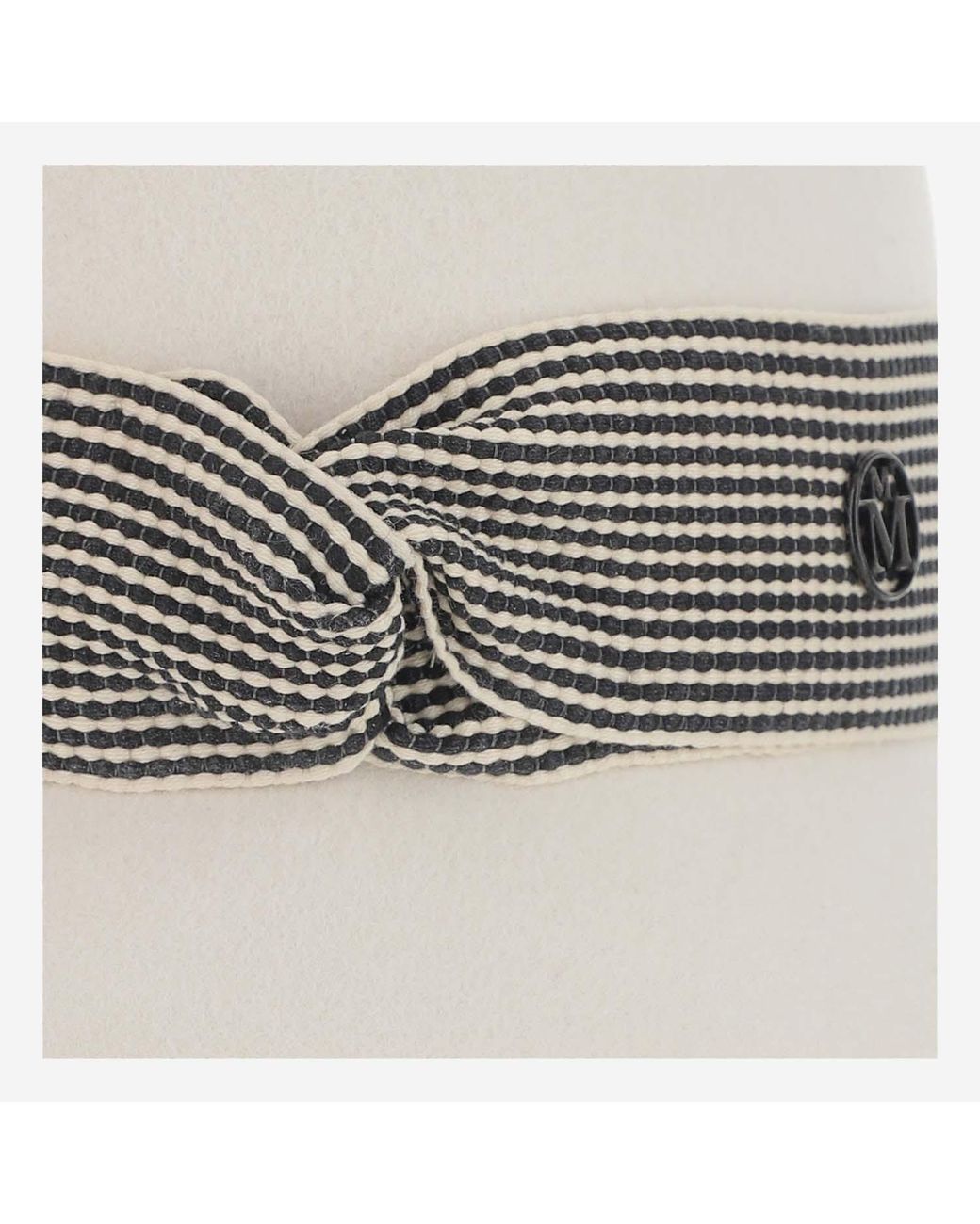 Maison Michel White Striped Ribbon Cloche Hat