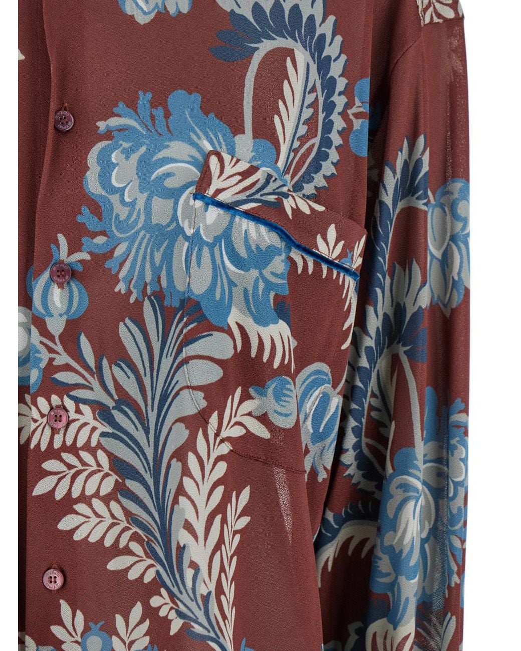 Etro Multicolor Floral Printed Curved Hem Shirt