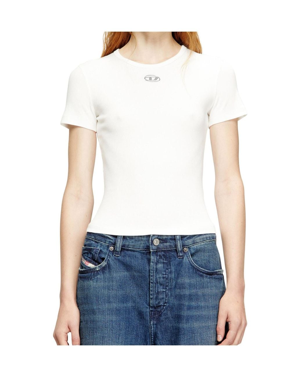 DIESEL White T-Ele-Long-Od T-Shirt