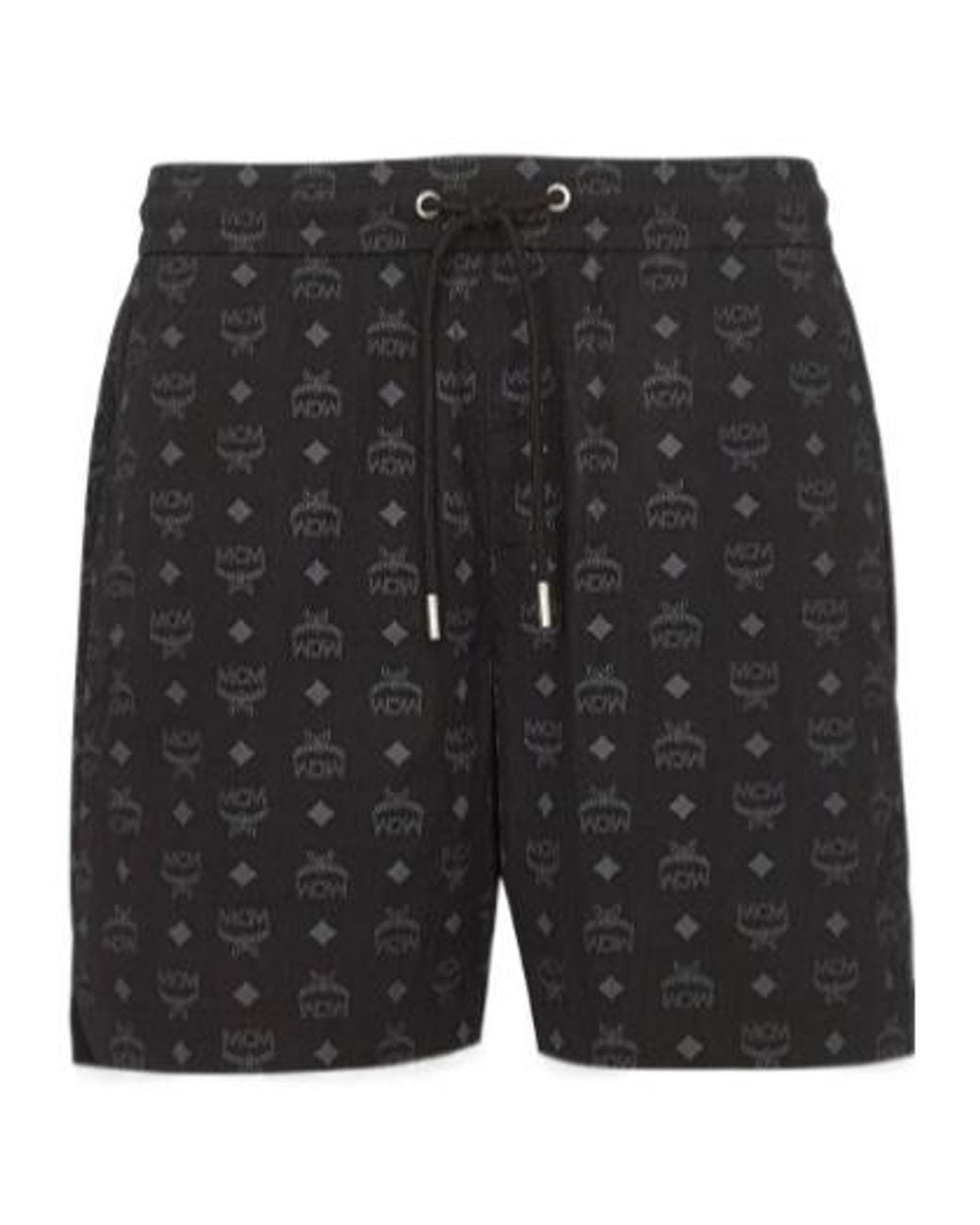 MCM Black Monogram Print Shorts for men