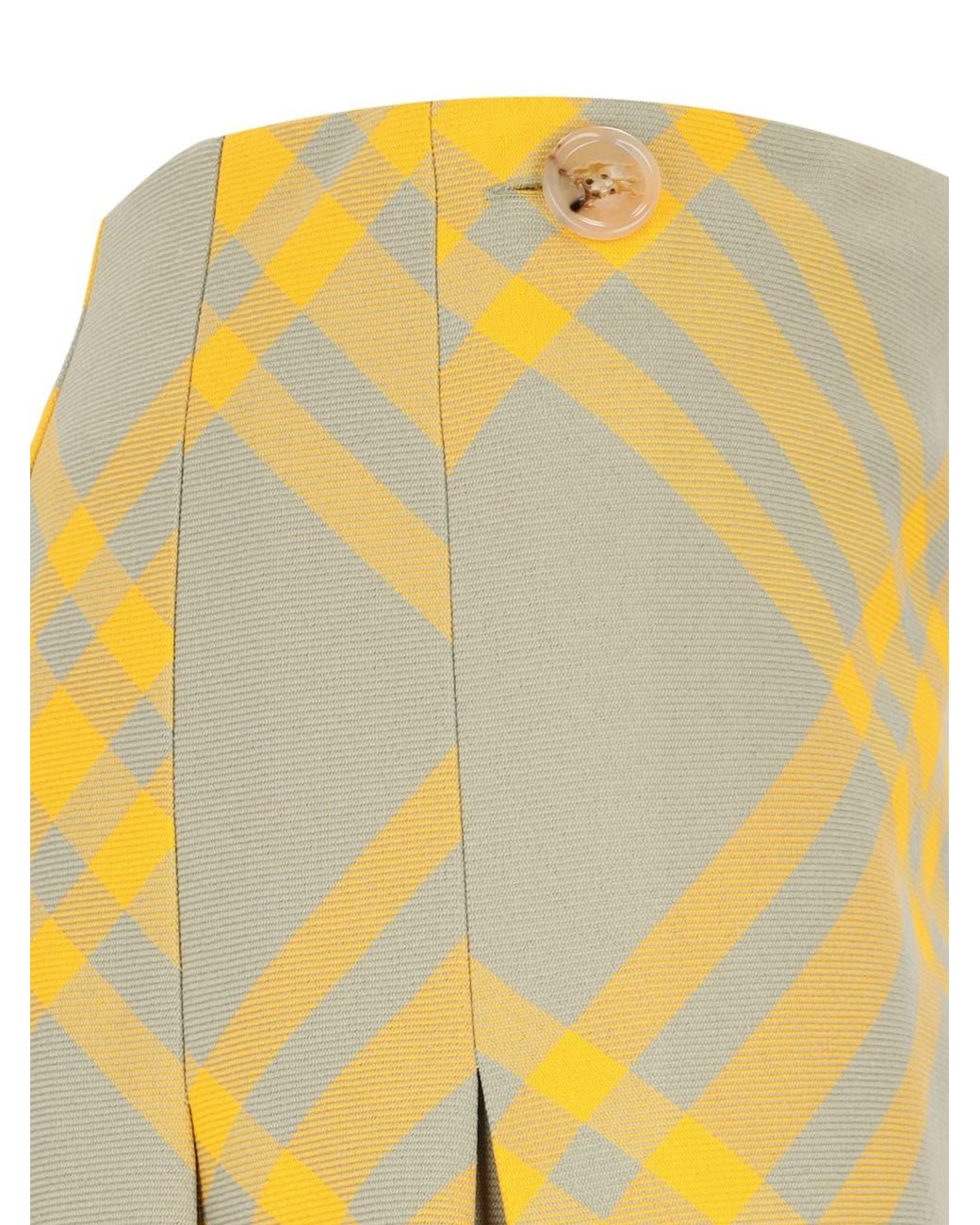 Burberry Yellow Check A-Line Kilt Skirt