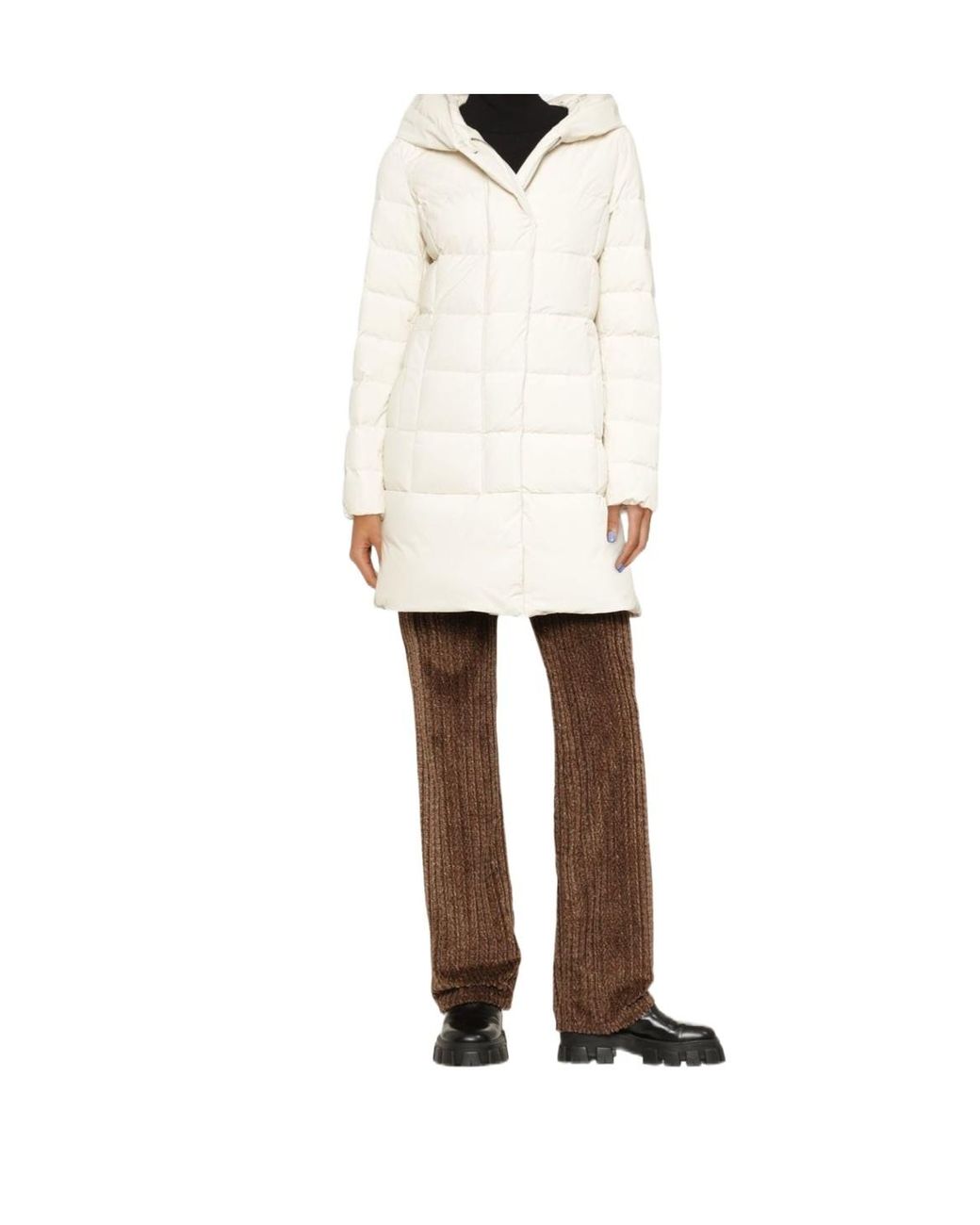 Woolrich White Zip-Fastening Padded Coat