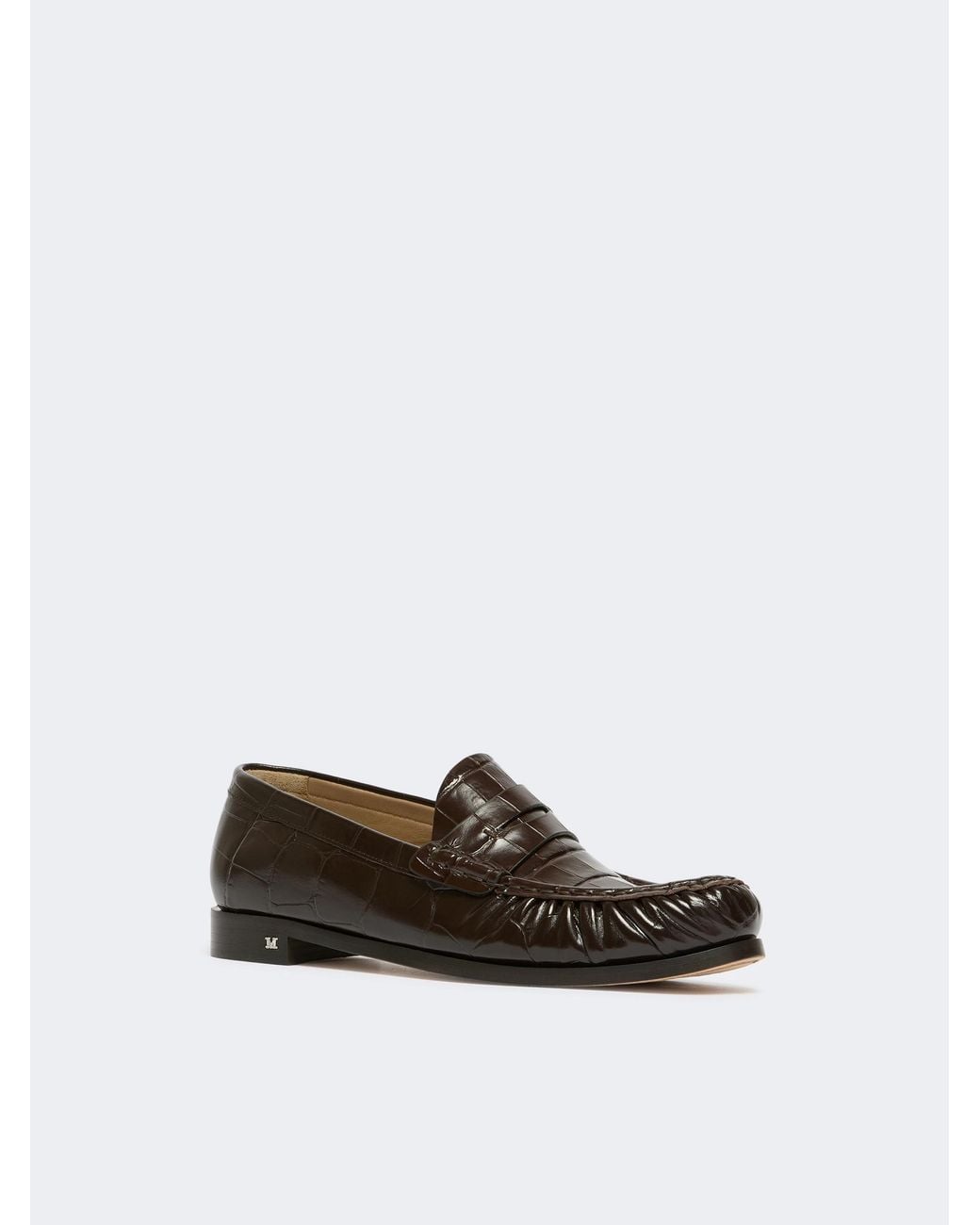 Max Mara Black Crocodile-Embossed Loafers