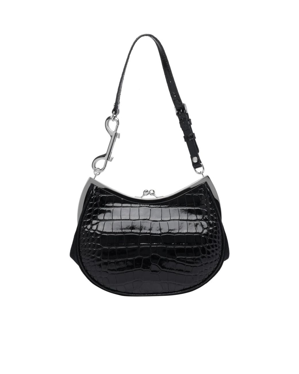 Vivienne Westwood Black Orb Plaque Embossed Shoulder Bag