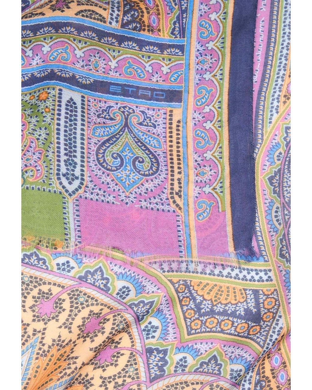 Etro Purple Patterned Cashmere-Blend Scarf for men