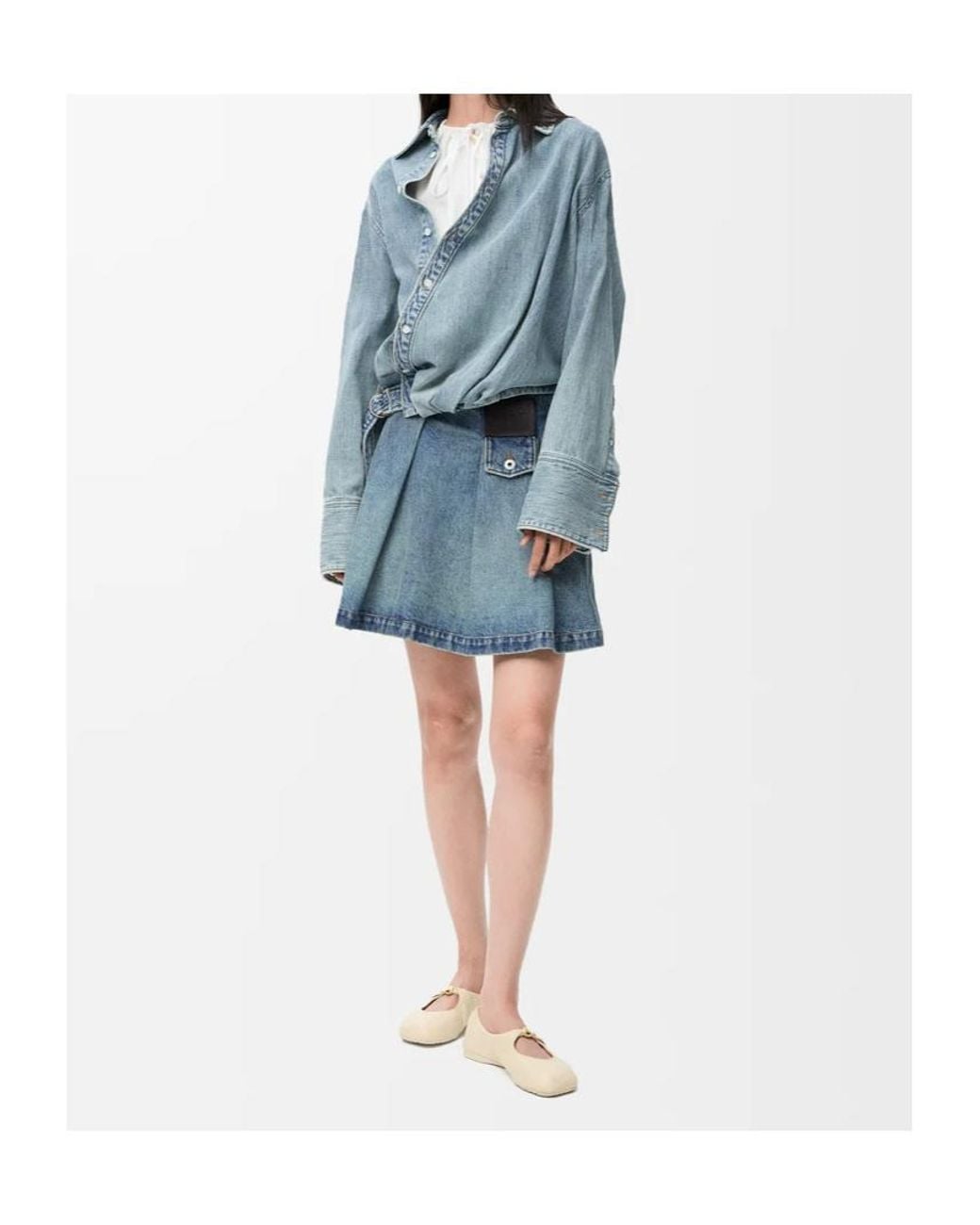 Loewe Blue Pleated Pocket Denim Skirt
