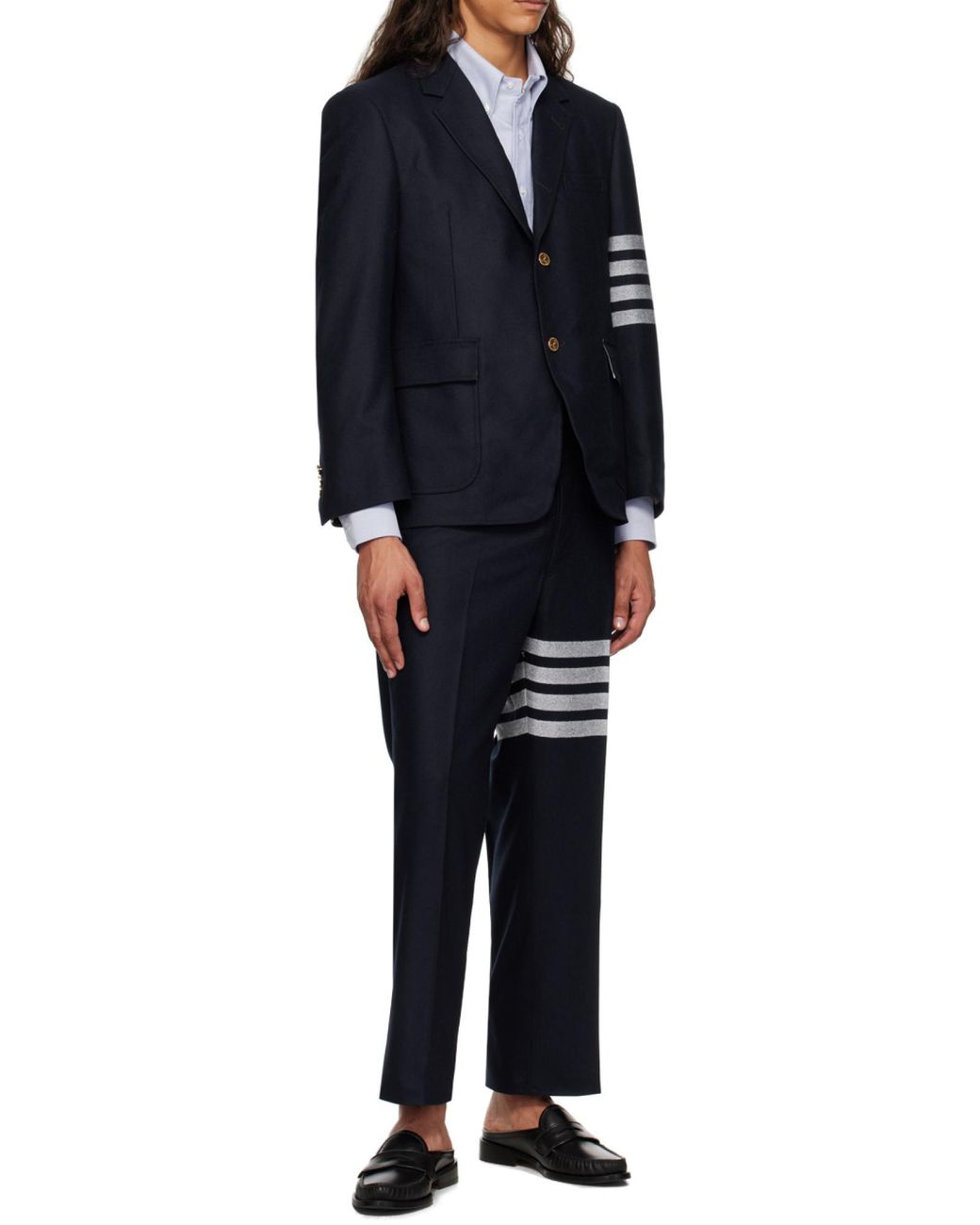 Thom Browne Blue Single-Breasted Striped Tailored Blazer for men