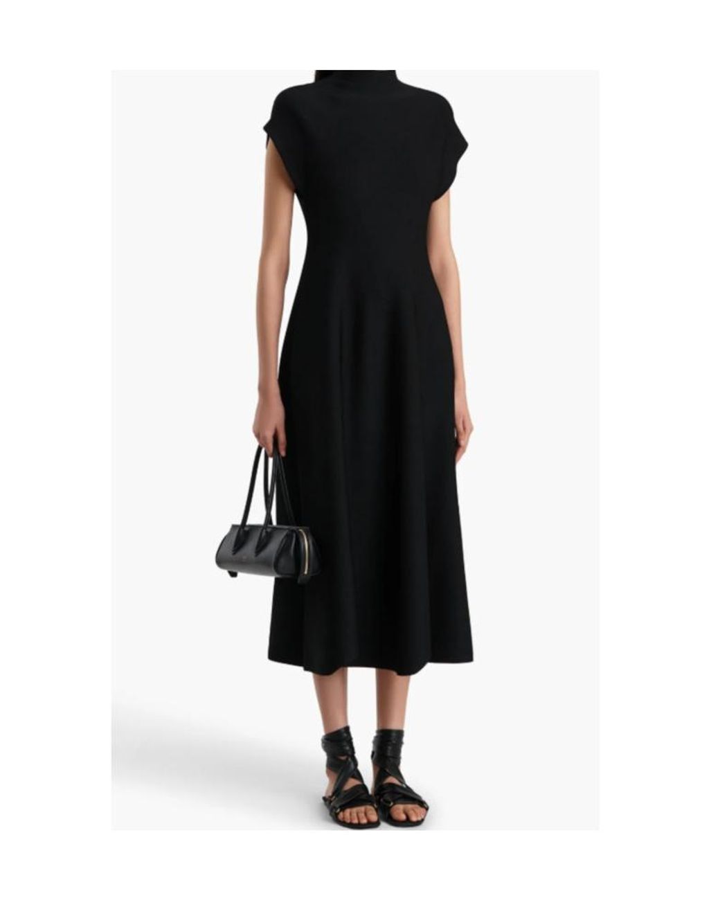 Khaite Black Lyra High-Neck Knitted Midi Dress