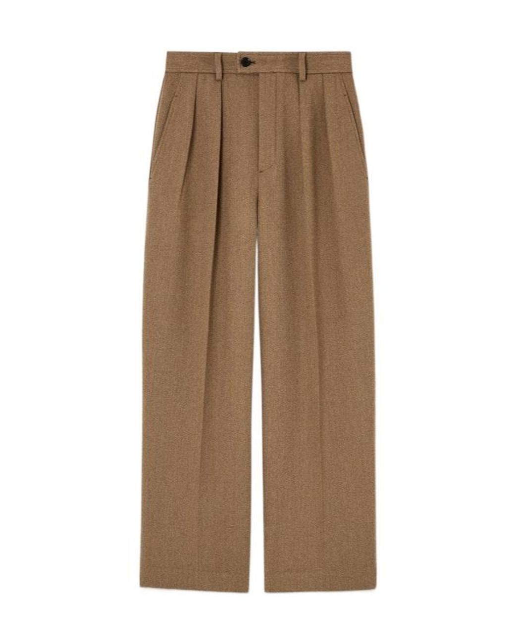 Loro Piana Natural Rodger Pleated Wool Trousers
