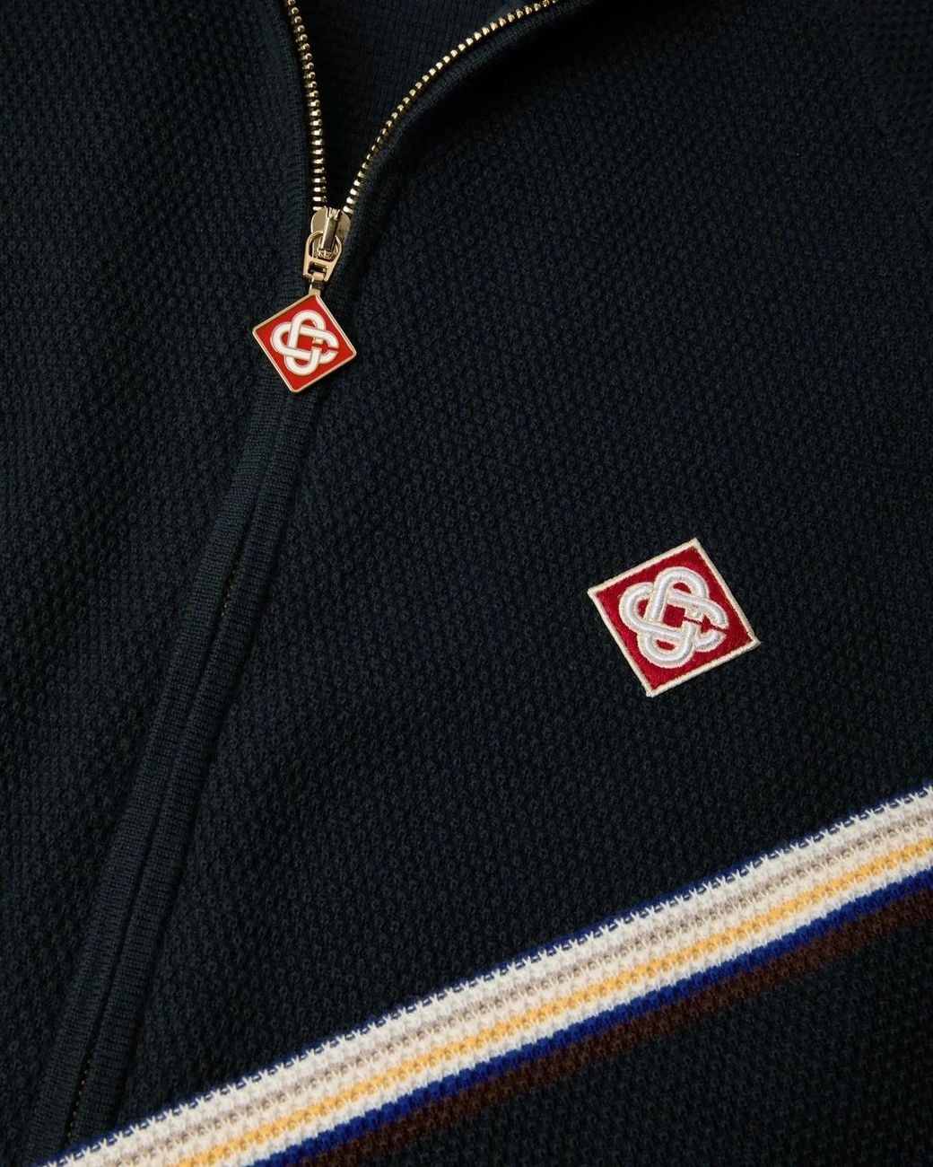 Casablanca Black Logo Patch Zip-Up Jacket for men