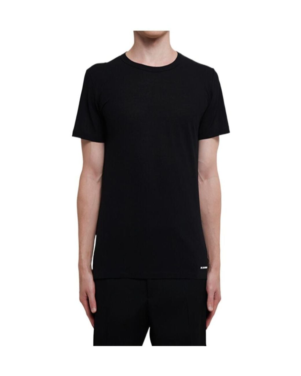 Jil Sander Black Logo Printed Crewneck T-Shirt for men