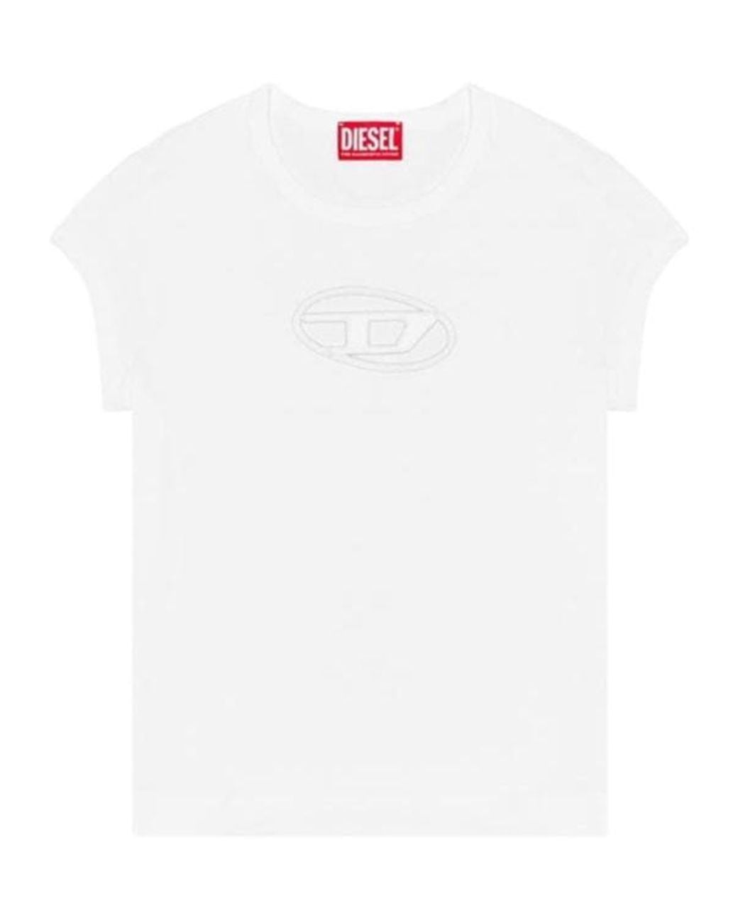 DIESEL White Crew Neck T-Shirt