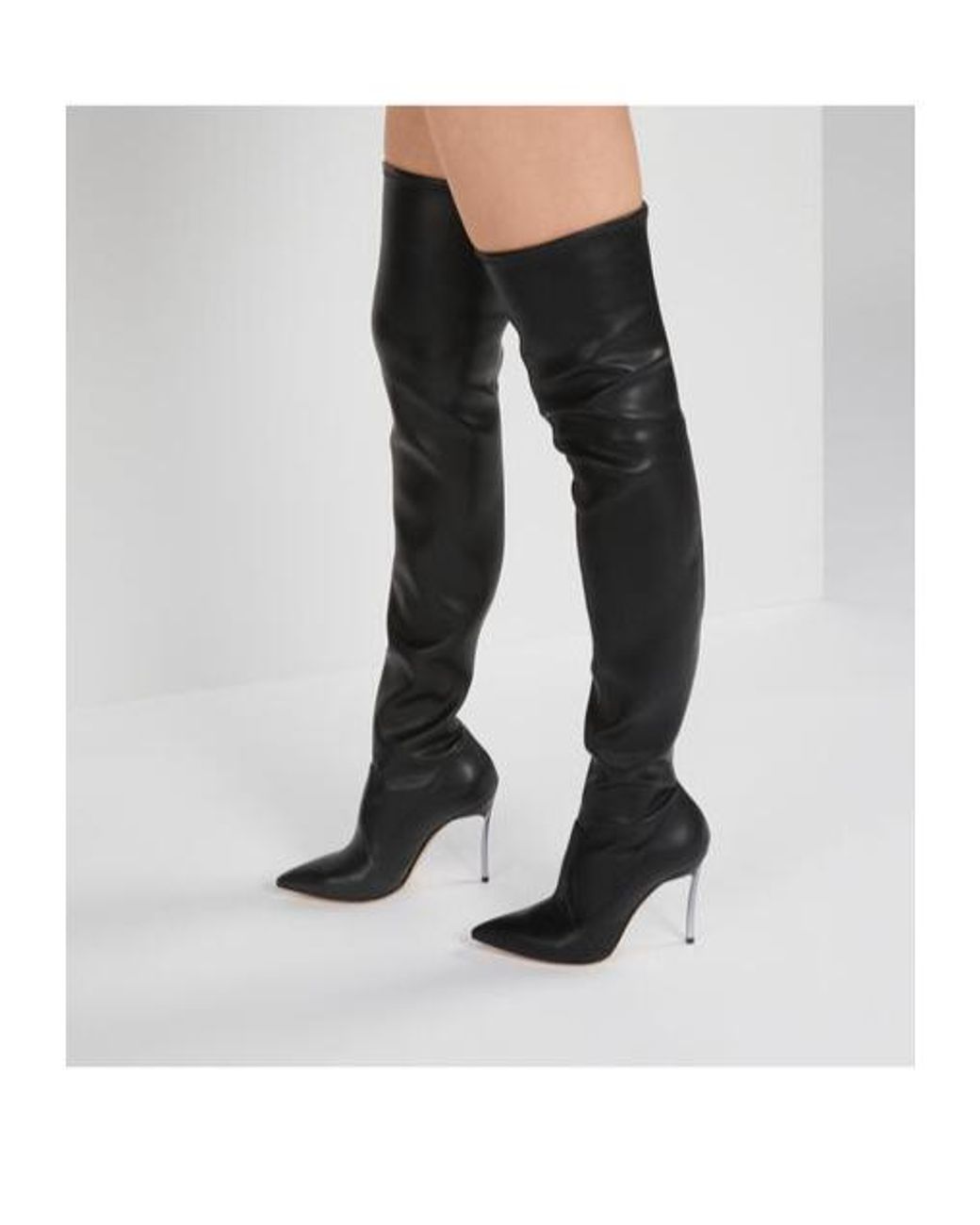 Casadei Black Blade 100Mm Thigh-High Boots