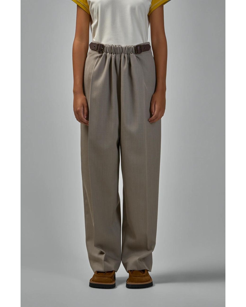 Loewe Gray Pressed Crease Belted Trousers