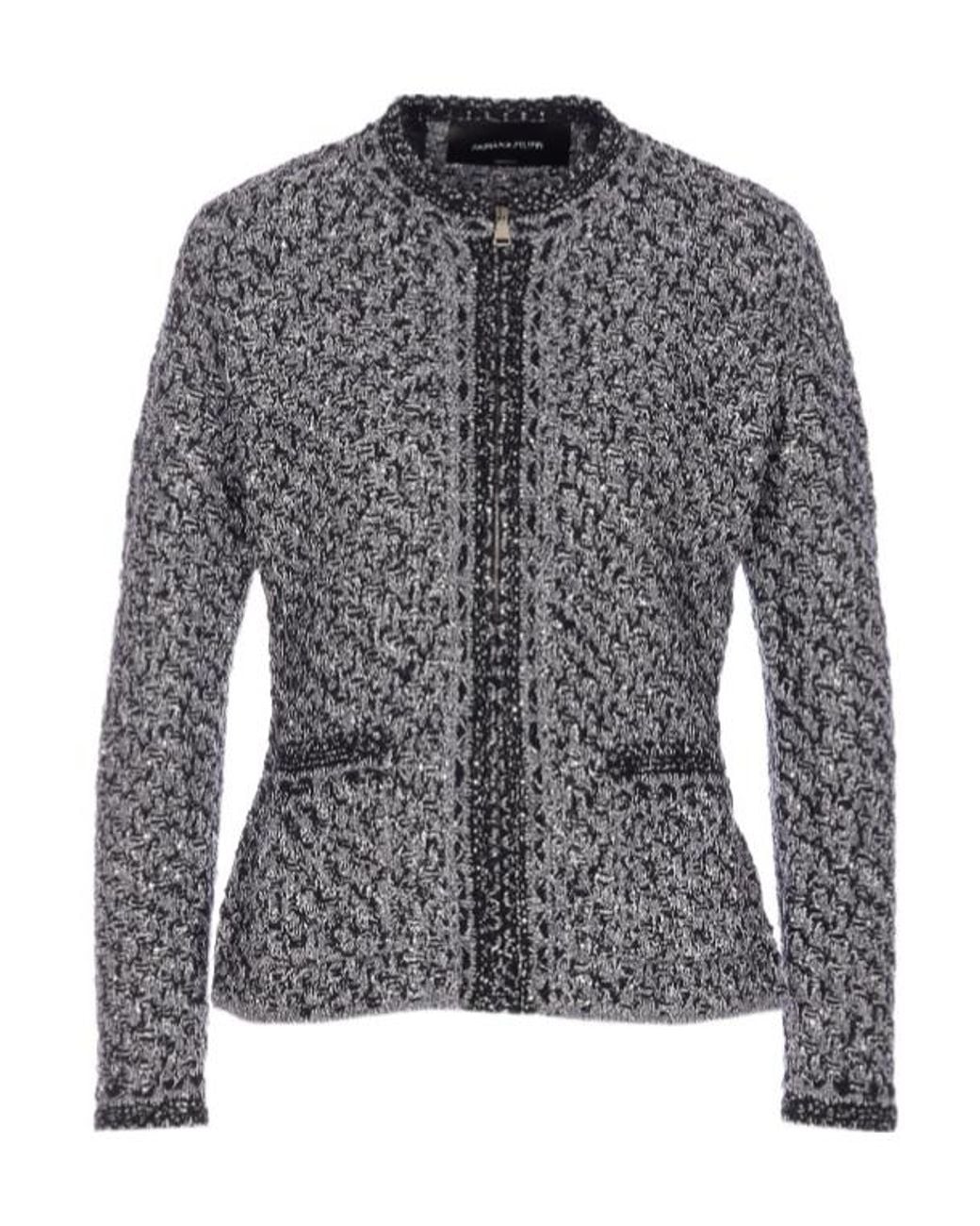 Fabiana Filippi Gray Denim Effect Sequin Tweed Jacket