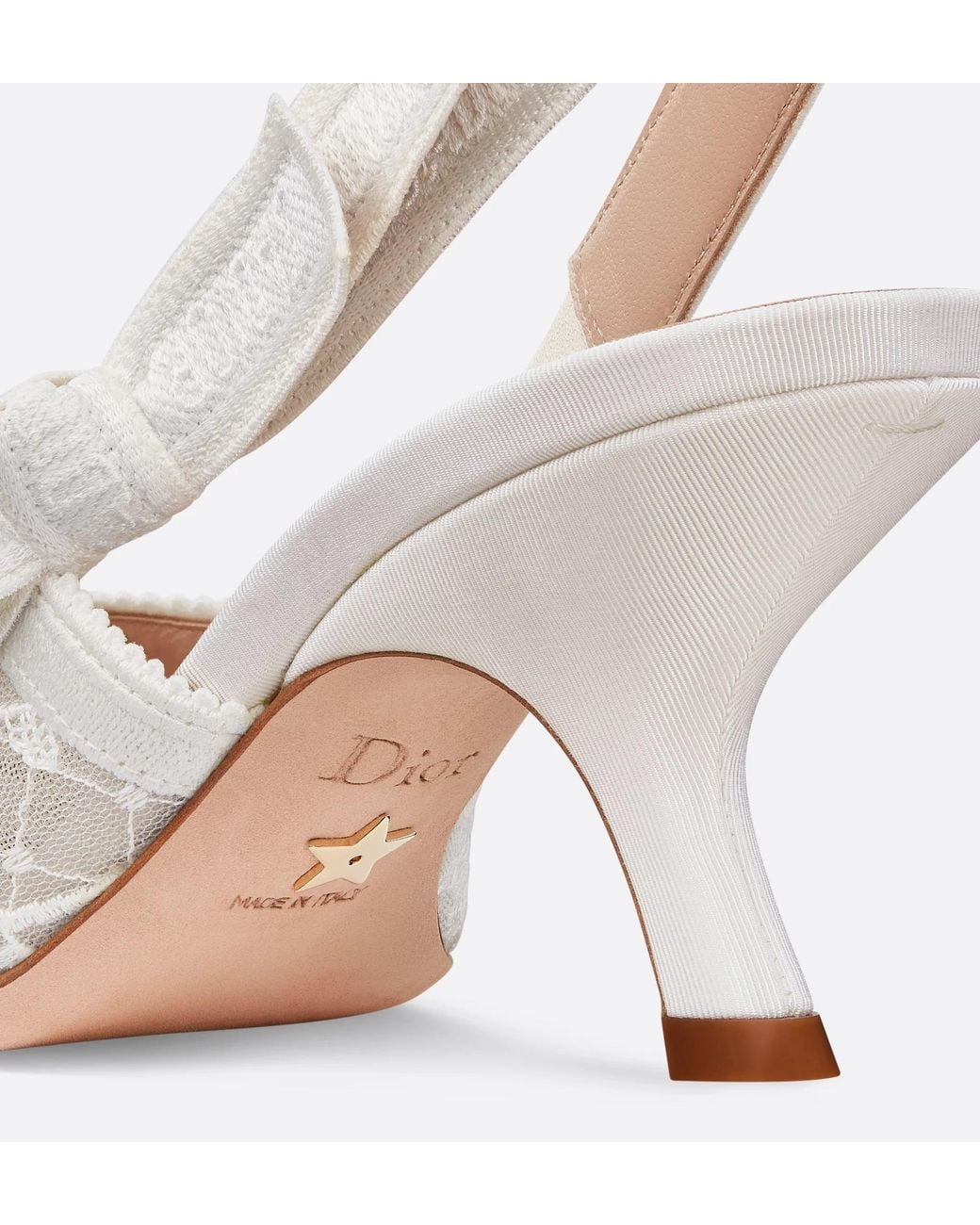 Dior White Lace Slingback Pumps