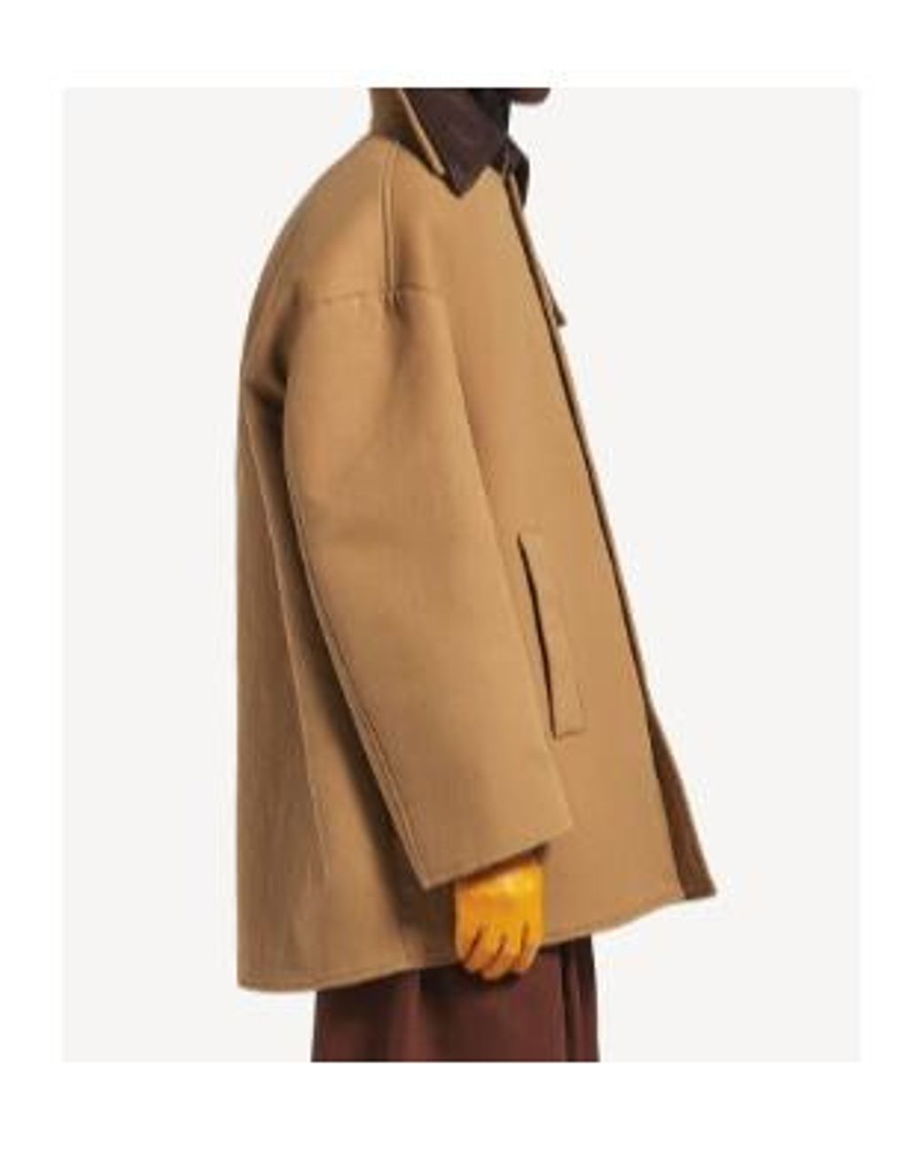 Balenciaga Brown Collared Button-Up Short Peacoat for men