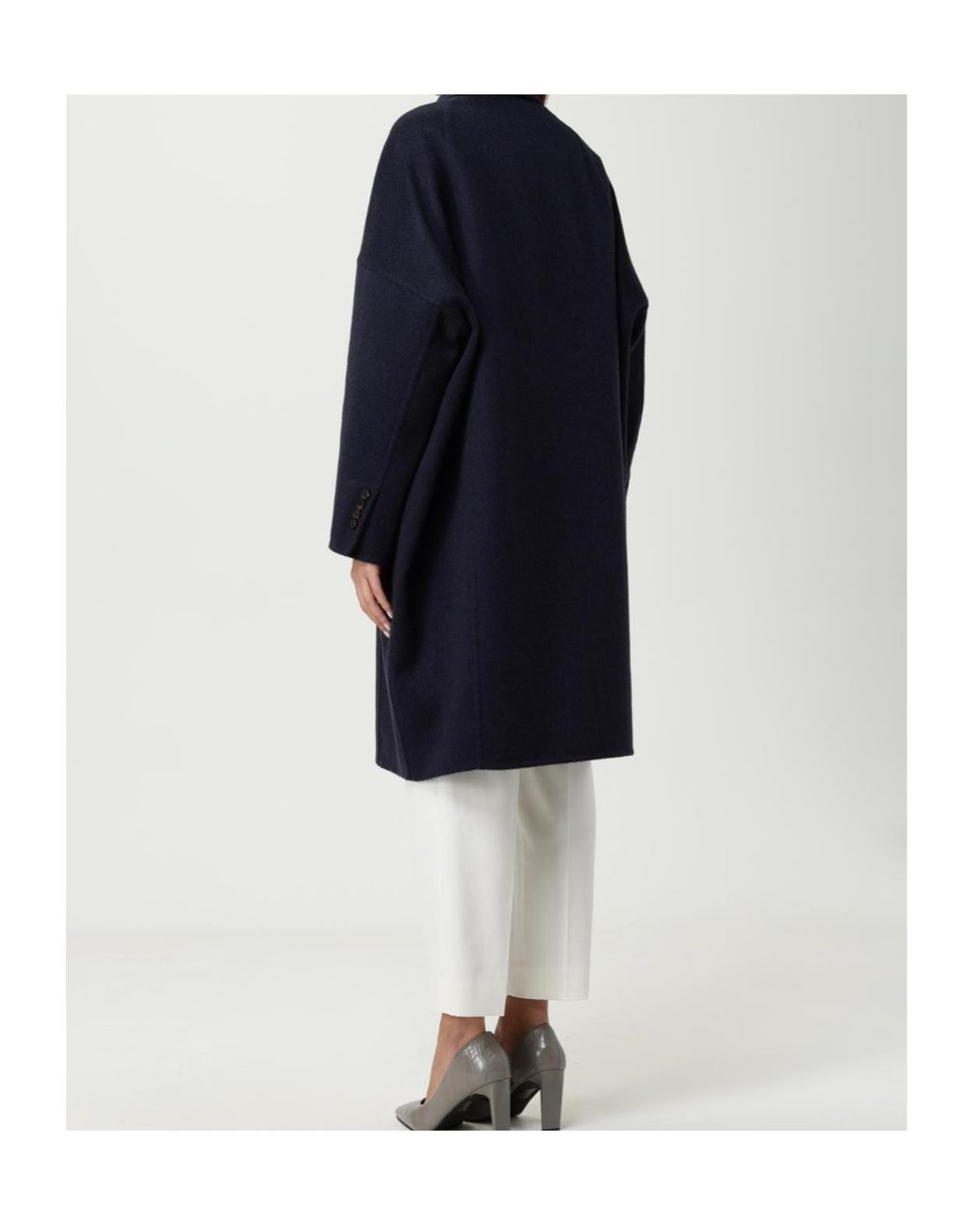 Brunello Cucinelli Blue Double-Breasted Cashmere Coat