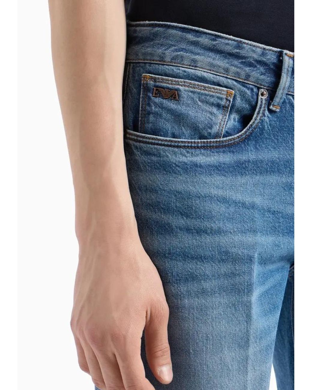 Emporio Armani Blue Micro-Elastic Narrow-Leg Jeans for men