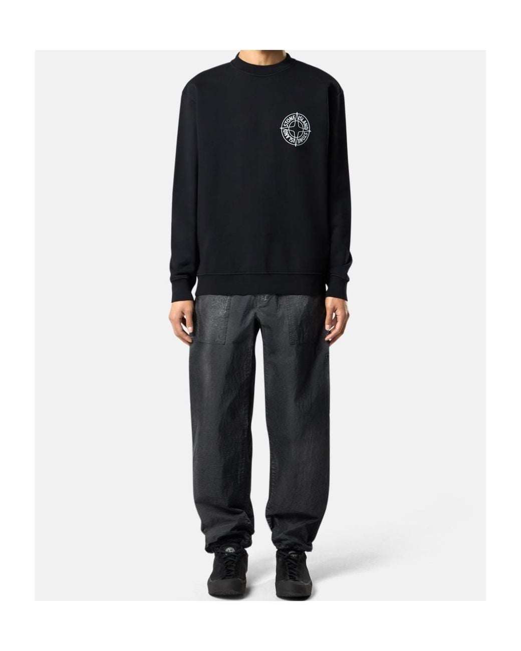 Stone Island Black Logo Print Sweatshirt for men