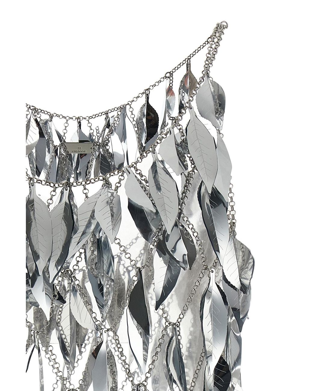 Rabanne White Rabanne Chainmail 3D Leaf Scoop-Neck Top