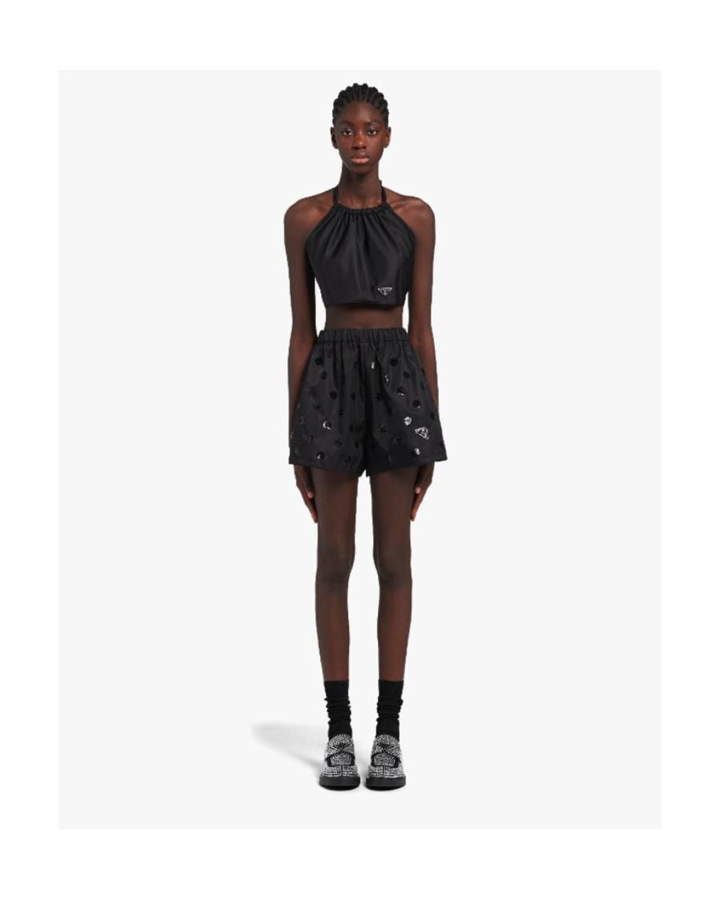 Prada Black Re-Nylon Sequinned Shorts