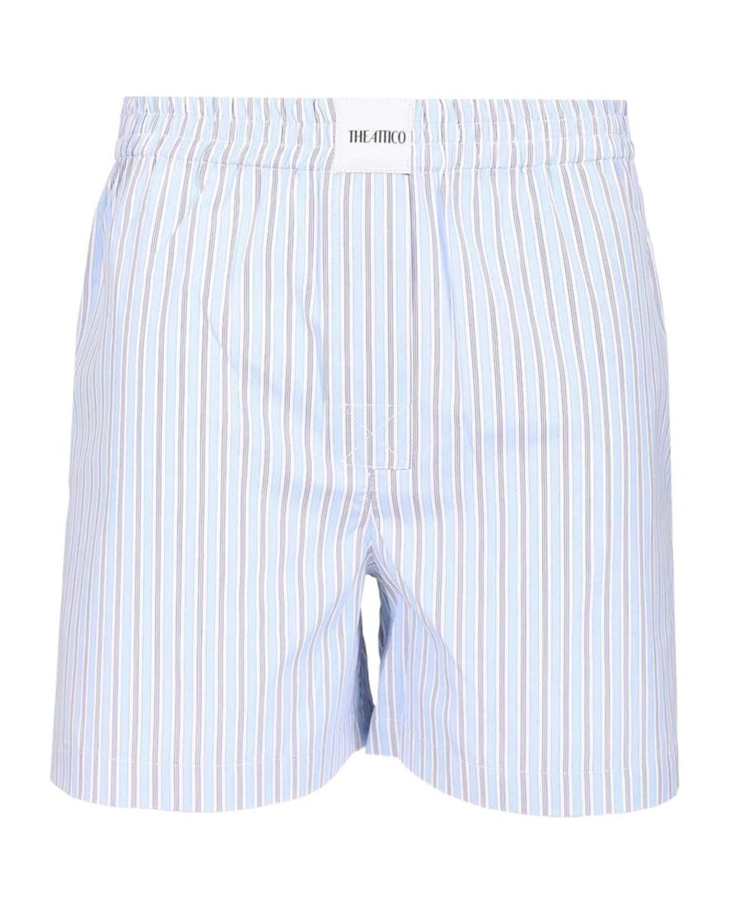 The Attico Blue The Logo Patch Striped Shorts