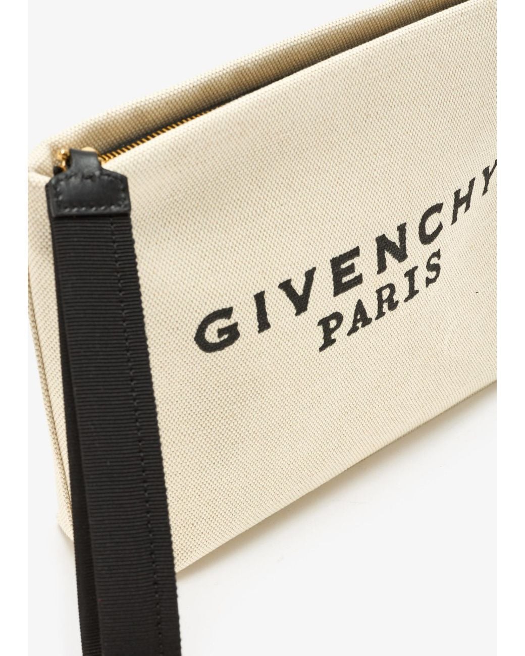 Givenchy Natural Logo Embroidered Wrist Strap Clutch Bag