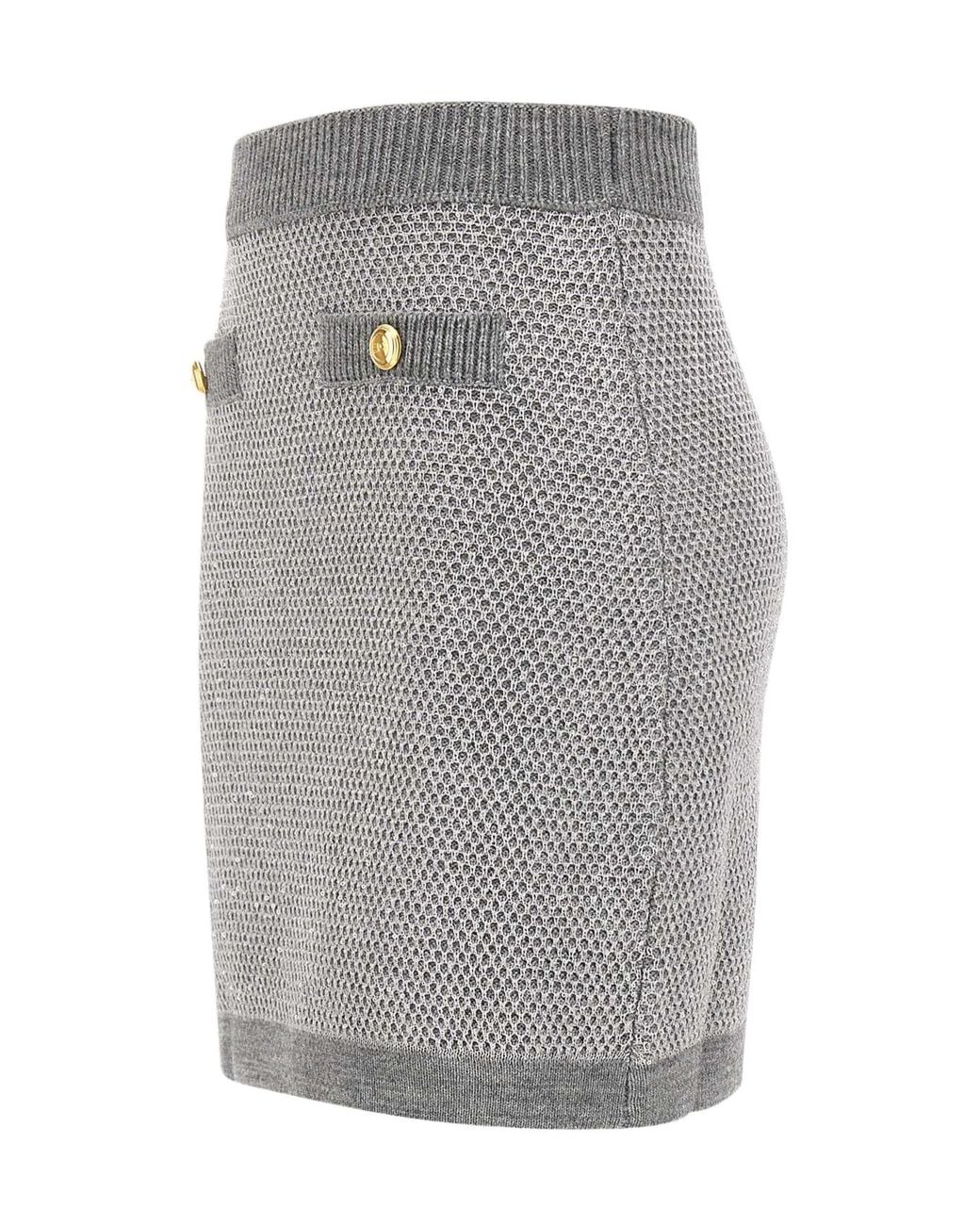 Elisabetta Franchi Gray Sequinned Knit Skirt