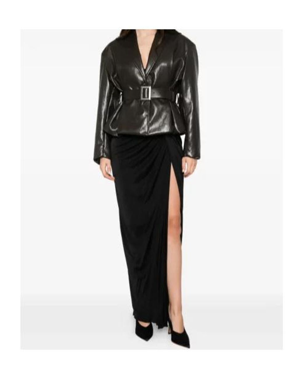 Balmain Black Slit Skirt