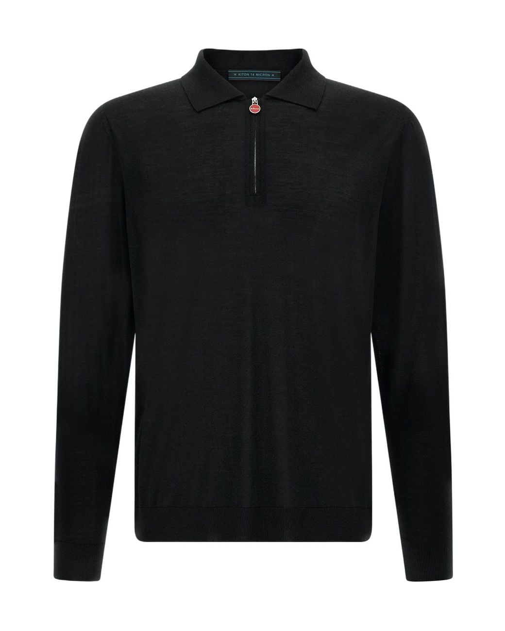 Kiton Black Long Sleeved Zipped Knitted Polo Shirt for men