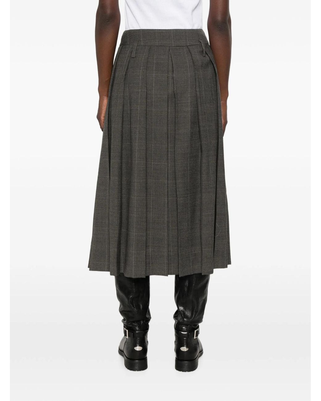 Simone Rocha Gray Prince Of Wales Check Pleated Skirt