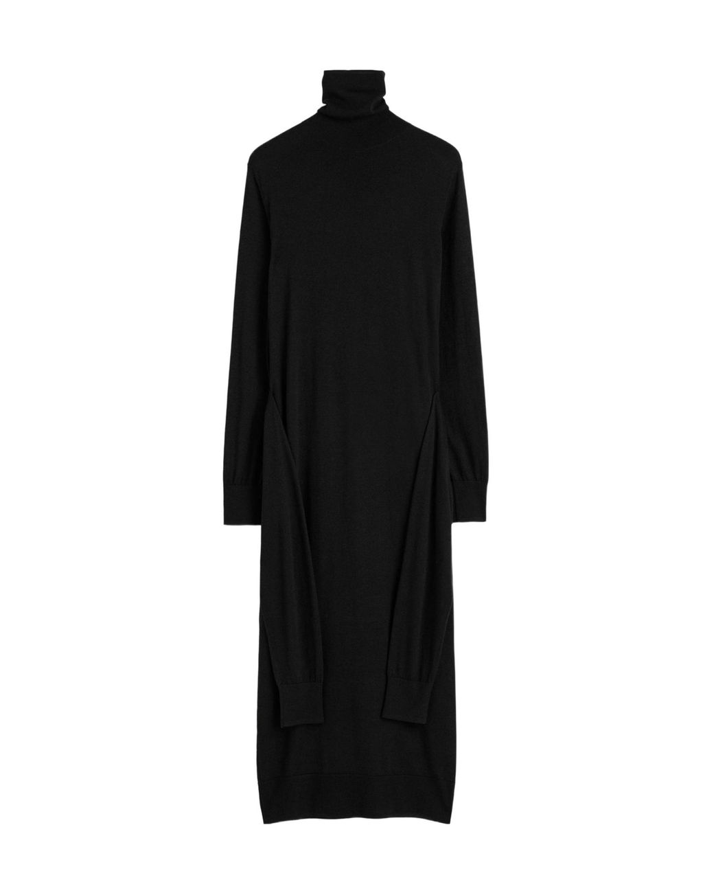 Totême Black Double-Sleeve Turtleneck Midi Dress