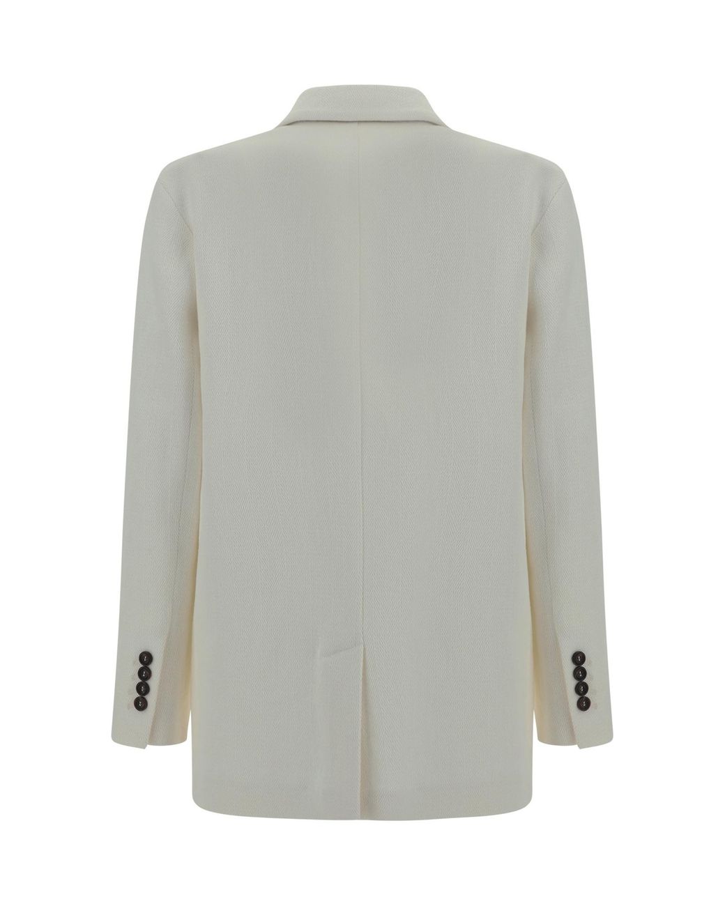 Brunello Cucinelli White Herringbone Single-Breasted Tailored Blazer