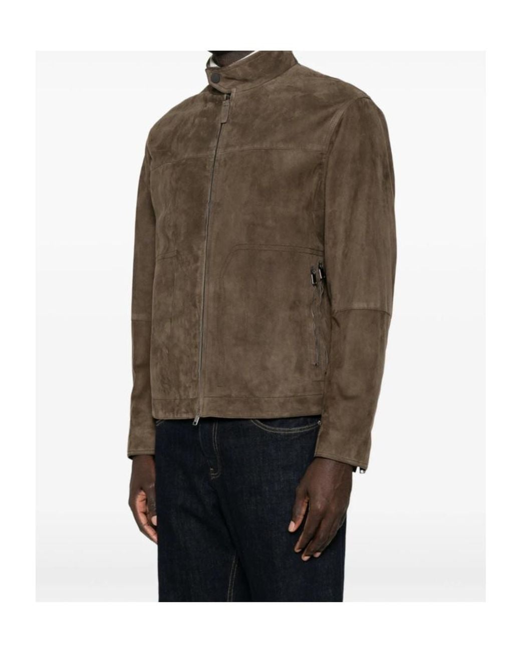 Brioni Brown Suede High-Neck Jacket for men