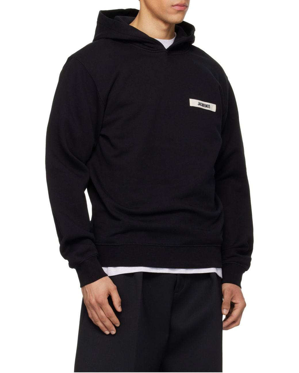 Jacquemus Blue Logo Patch Long Sleeved Hoodie for men