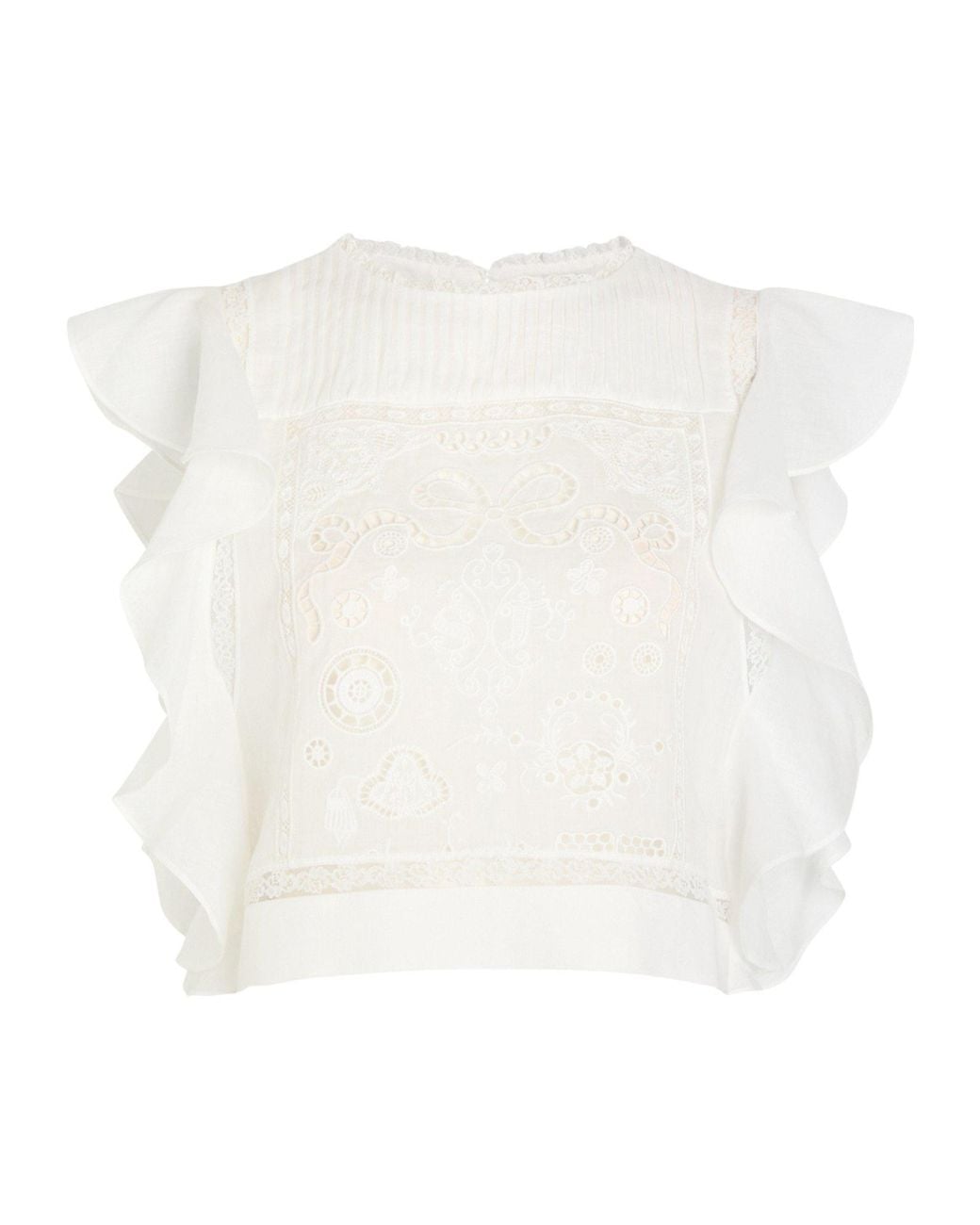 Self-Portrait White Pure Linen Short Top