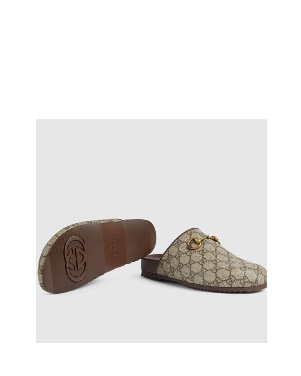 Gucci Brown Monogrammed Gancini Plaque Slides