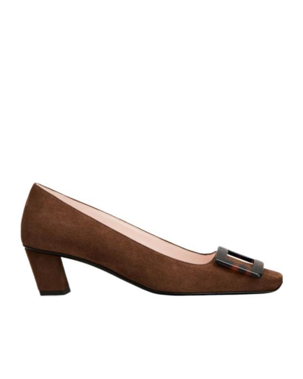 Roger Vivier Brown Square-Toe Slip-On Pumps