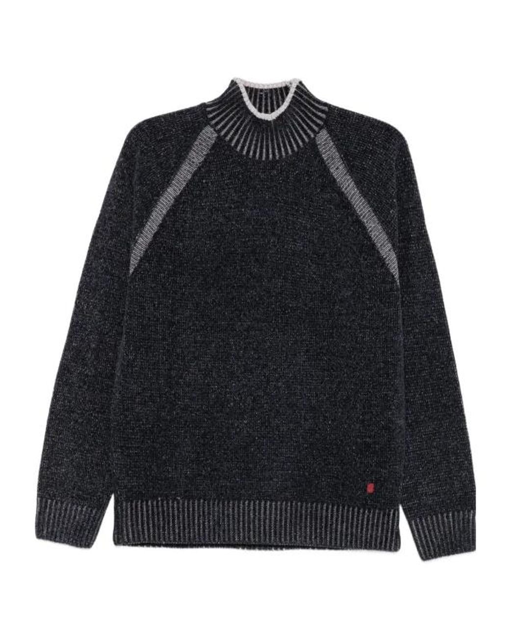 Liu Jo Blue Ribbed Panelled Sweater for men