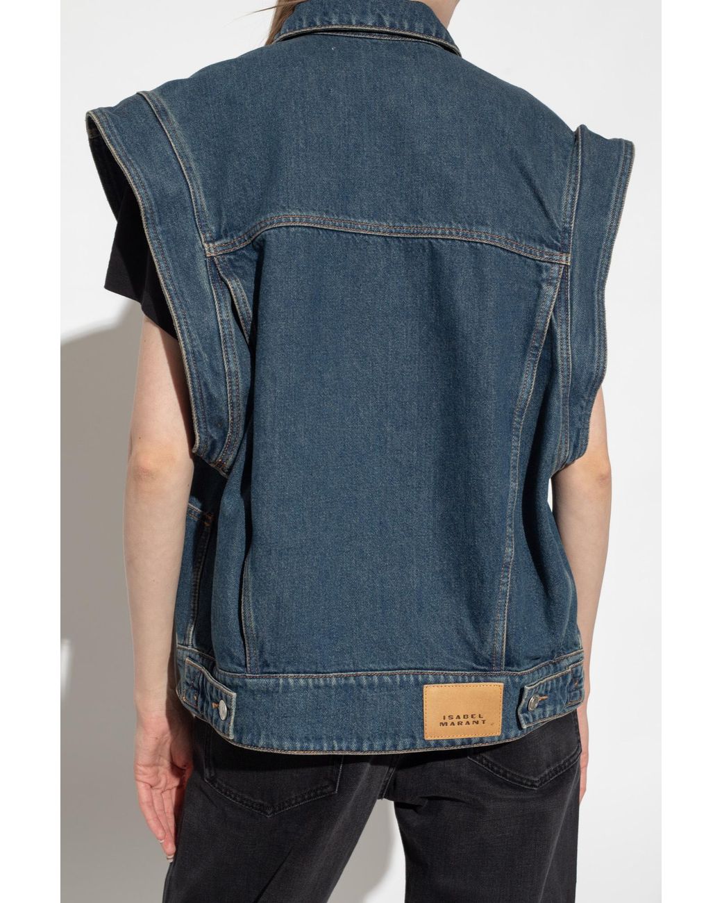 Isabel Marant Blue Harmon Detachable-Sleeves Denim Jacket